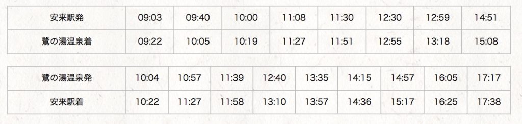足立美術館　イエローバス　時刻表　2020年